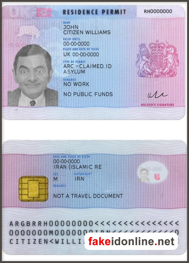 UK Residence Permit Card Template